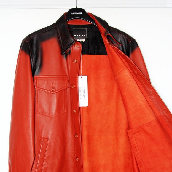 BNWT AW21 MARNI SPRAY PRINT LEATHER SHIRT JACKET 48 - Picture 3 of 13